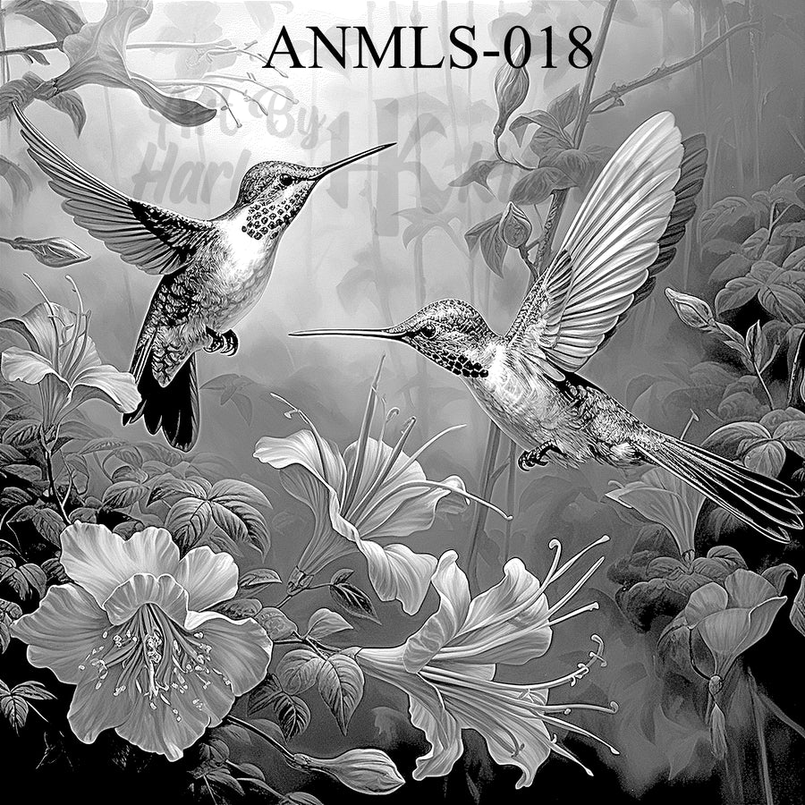 "Garden Whispers – Dance of the Hummingbirds" SKU: ANMLS-018