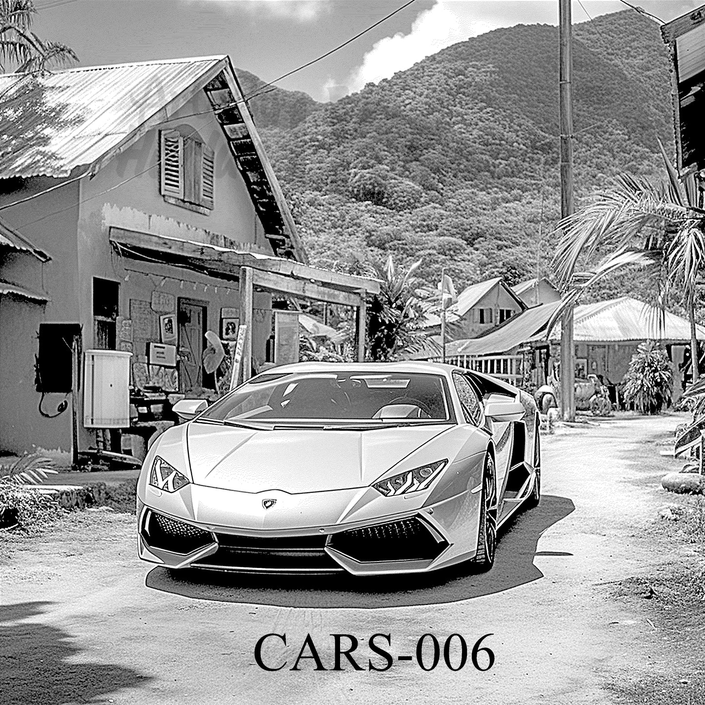 "Jungle Rager – Lambo Lost in Paradise" SKU: CARS-006