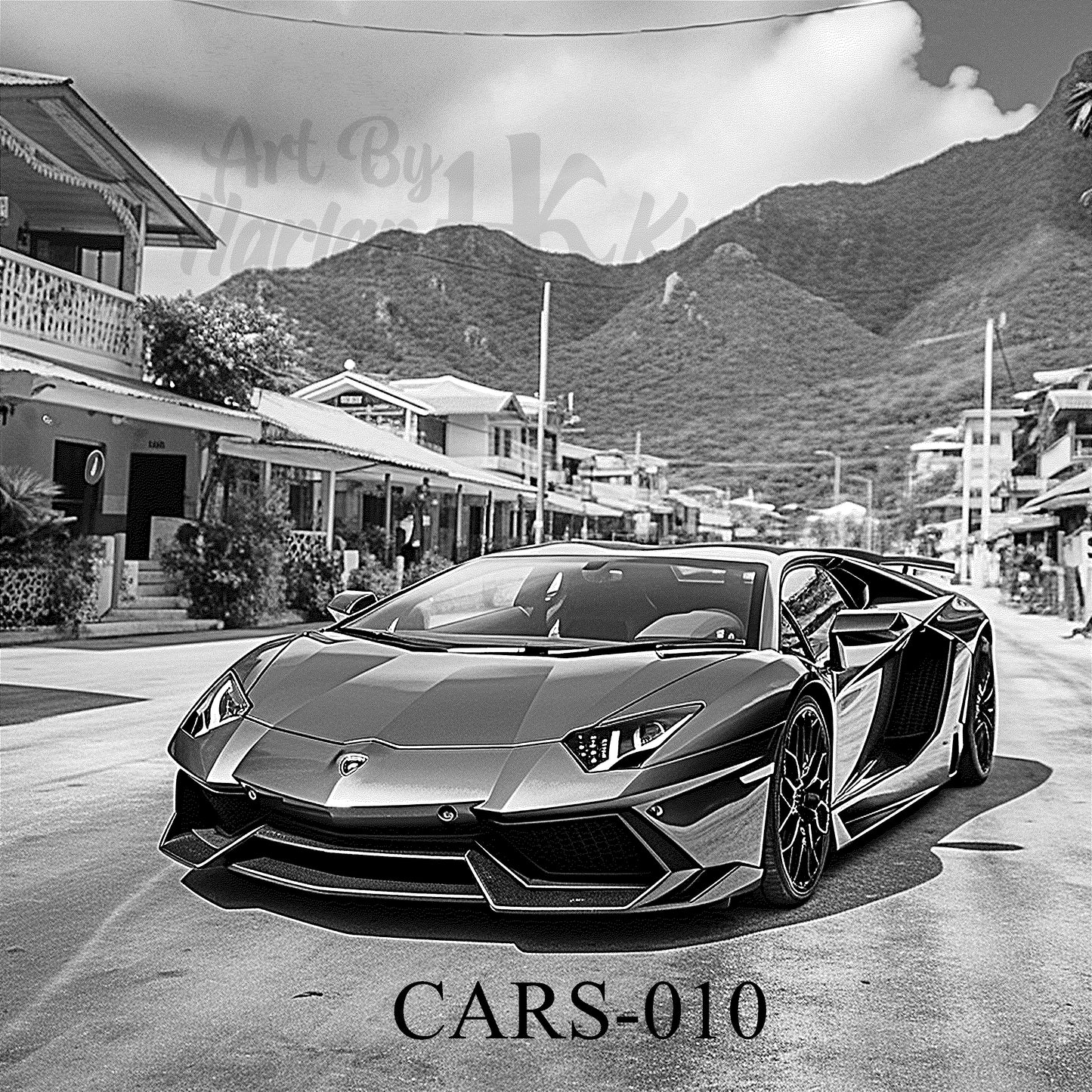 Bull in the Barrio – Lamborghini Aventador Streetscape" SKU: CARS-010
