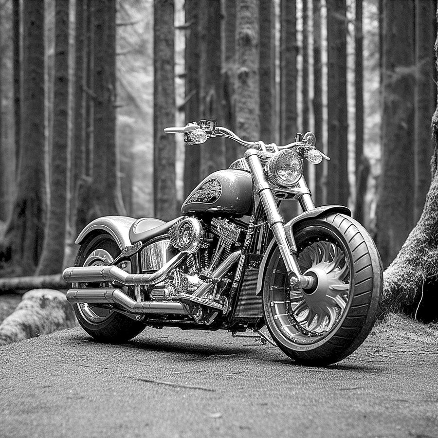"Steel & Still – Chopper in the Forest" SKU: MC-004
