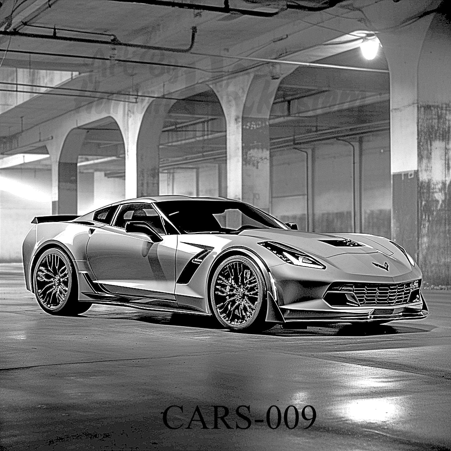 "Garage King – Corvette Z06 in the Shadows" SKU: CARS-009