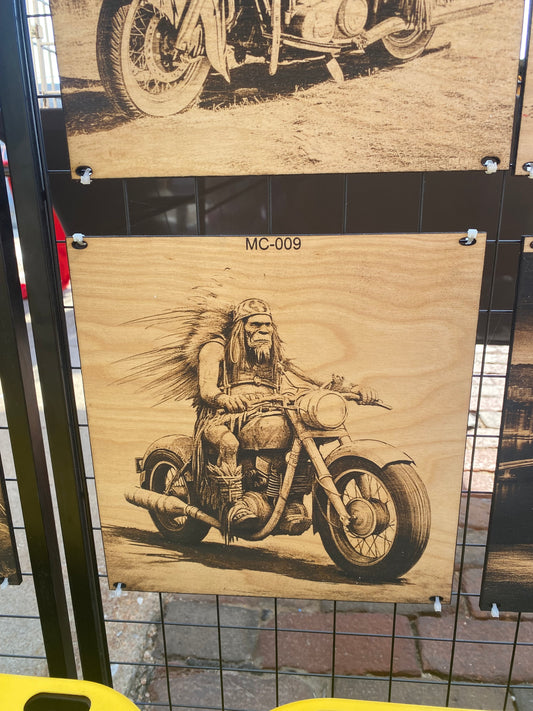 "Spirit Rider – Tribal Chief on a Classic Motorcycle" SKU: MC-009