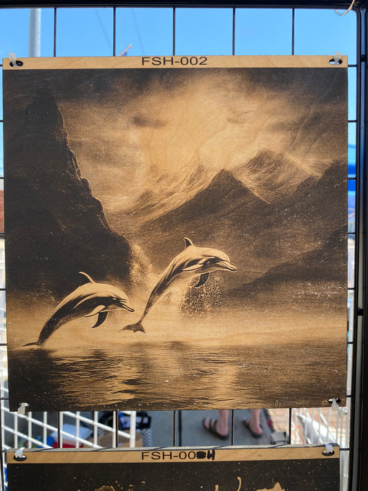 "Moonlit Dance – Dolphins at Dusk" SKU: FSH-002