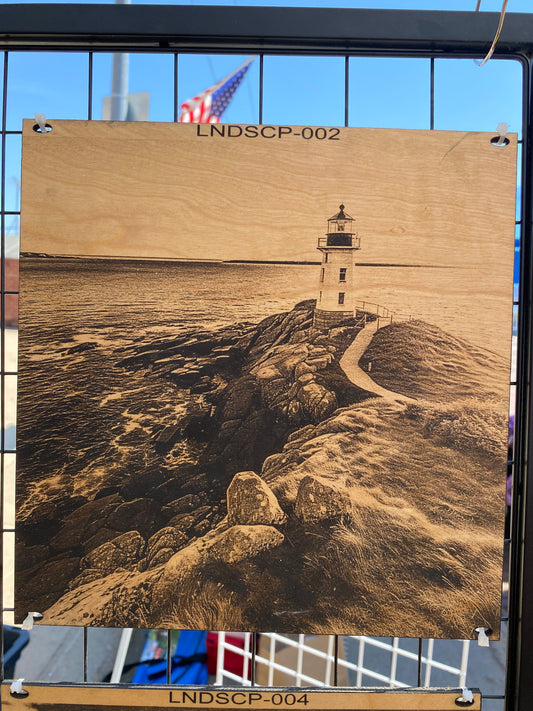"Lighthouse Watch – Guiding Light on Rugged Shores" SKU: LNDSCP-002